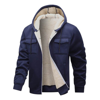 Buycenter Fleece-Lined Leisure Coat - Korean Style Hooded Cardigan - Buy Center US