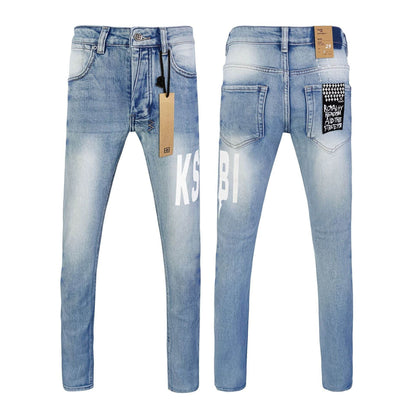 High Street Casual Men's Straight Ripped Jeans - Micro Elasticity Denim - Buy Center US