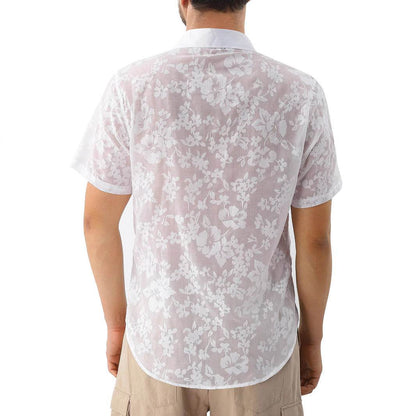 Buycenter Hawaiian Jacquard Shirt - Short Sleeve Casual Beachwear - Buy Center US