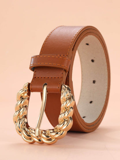 Women's All-Match Dress Pants with Decorative PU Leather Belt - White, Camel, Black - Buy Center US