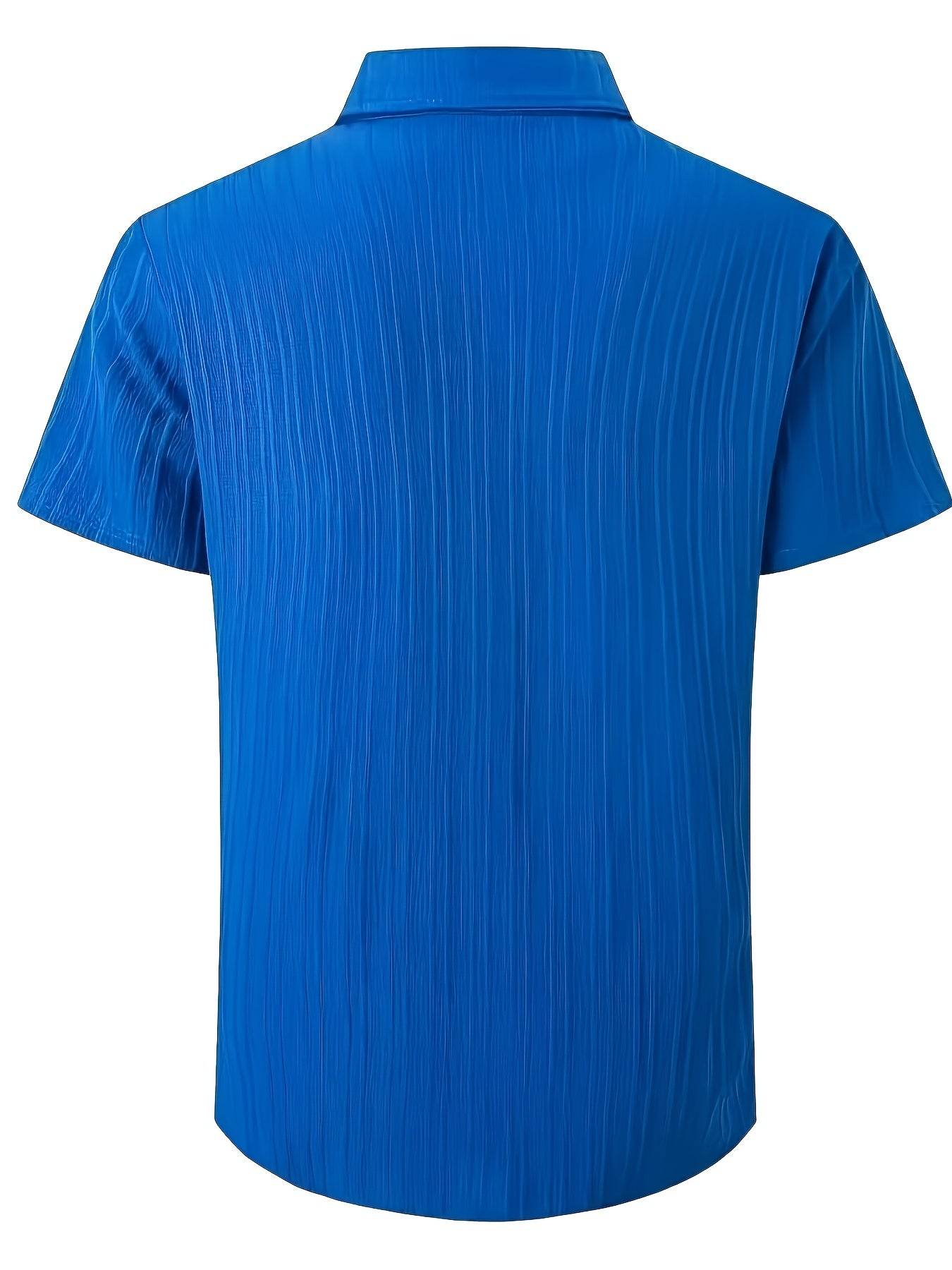 Men's Casual Striped Jacquard Shirt - Lightweight & Breathable for Summer - Buy Center US