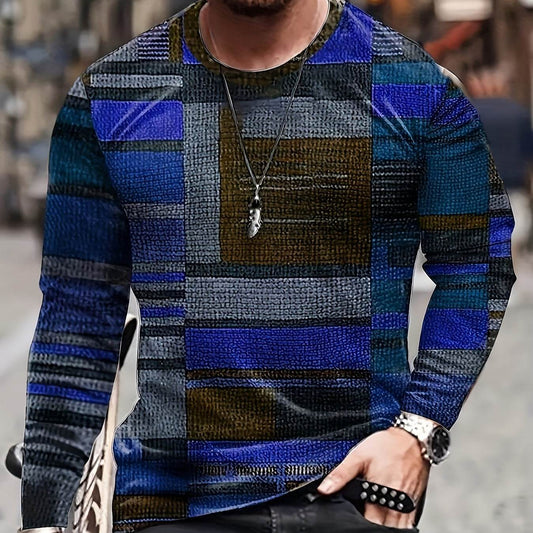 Design Trend Men's 3D Digital Printed Top - Long Sleeve, Slim Fit Style - Buy Center US