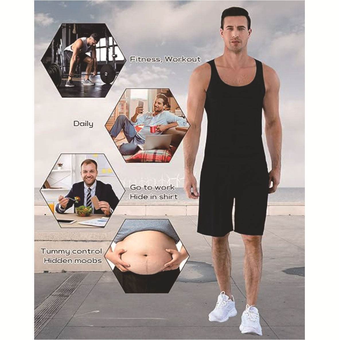 Men's Body Shape Vest - Adjustable Shaping and Waist Support for All Sizes - Buy Center US