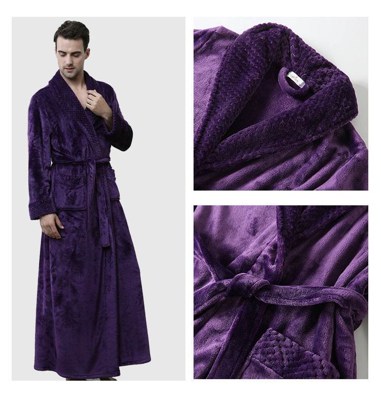 Buycenter Men's Winter Coral Fleece Nightgown - Cozy Thickened Pajamas - Buy Center US