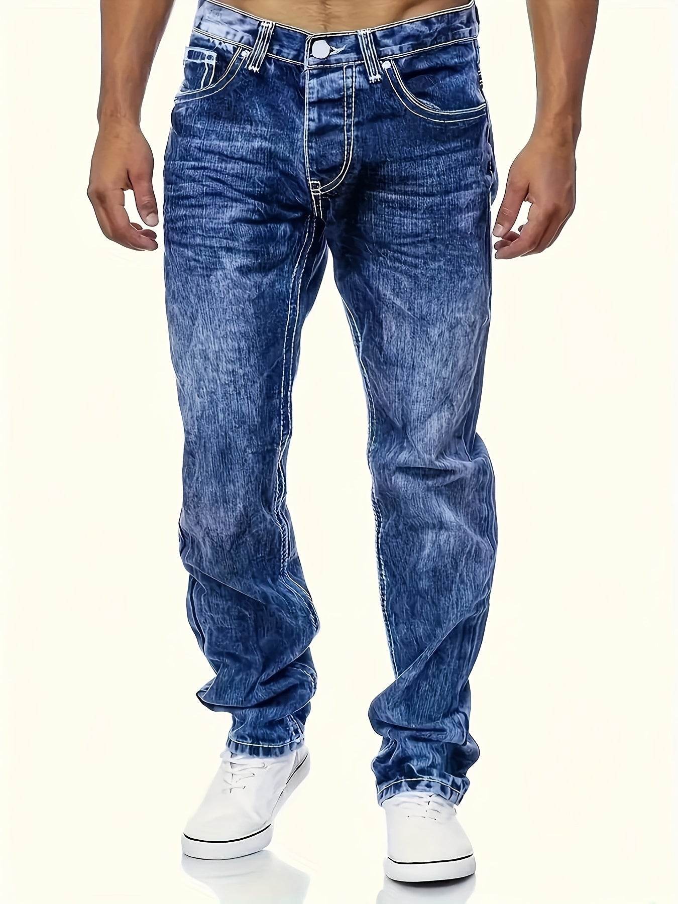 Men's Casual Straight Leg Jeans - 2024 New Style with Elastic Fit - Buy Center US