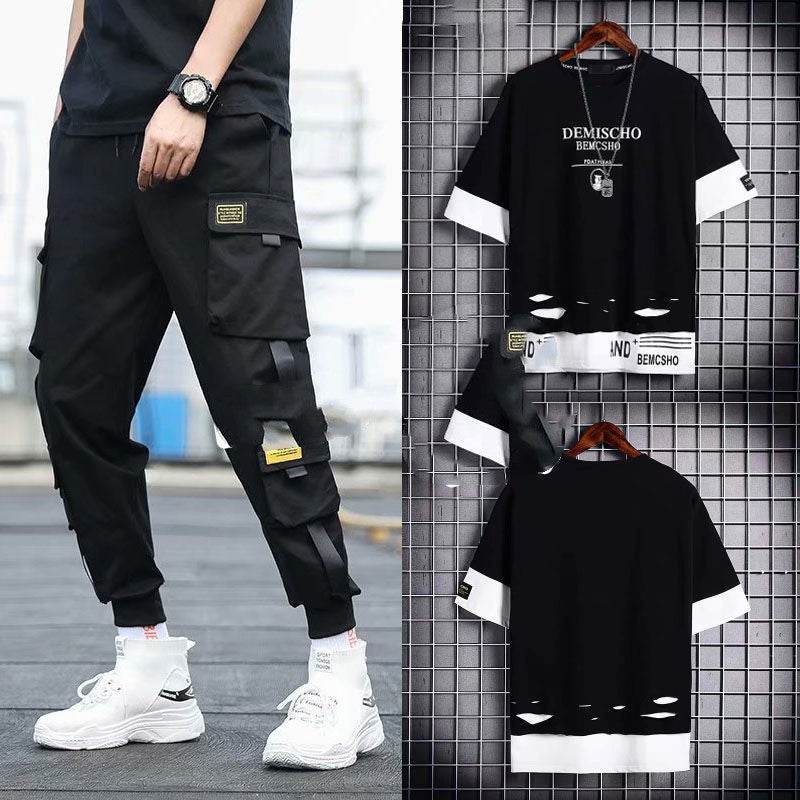 Buycenter Loose Hip-Hop Overalls for Men - Summer Fashion with Hood - Buy Center US