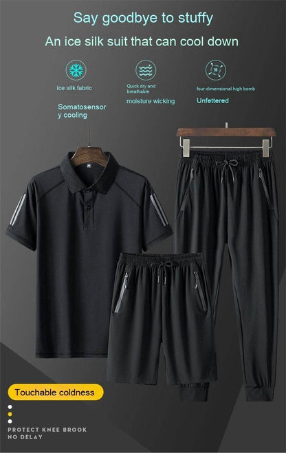 Buycenter Men's Summer Sports Suit - Ice Silk, Casual & Comfortable - Buy Center US