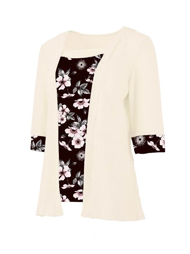 Women's Printed Two-Piece Half Sleeve T-Shirt - Stylish Comfort Top - Buy Center US