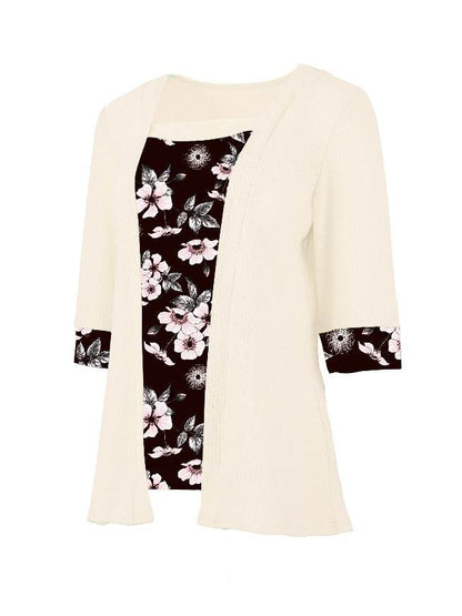 Women's Printed Two-Piece Half Sleeve T-Shirt - Stylish Comfort Top - Buy Center US