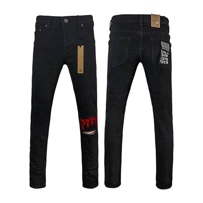 High Street Casual Men's Straight Ripped Jeans - Micro Elasticity Denim - Buy Center US