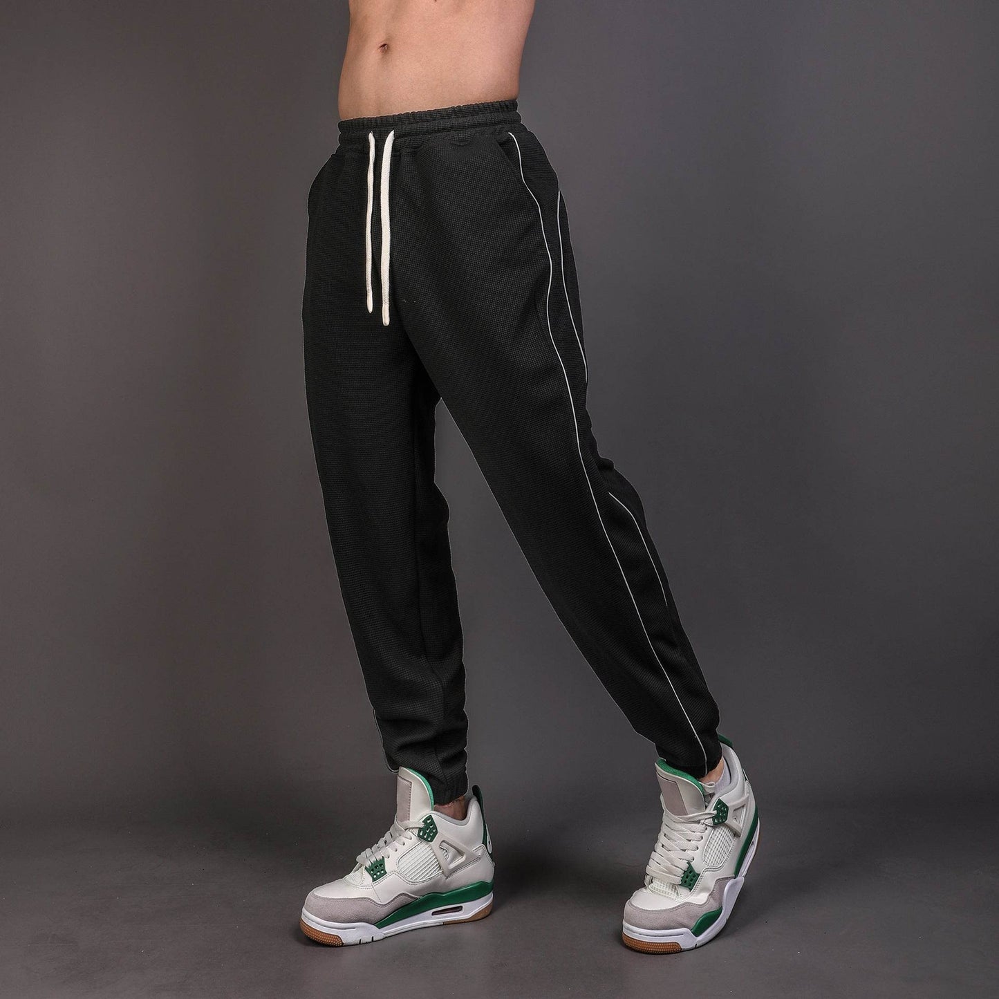 Men's Reflective Slim Fit Running Pants - Cropped Casual Workout Trousers - Buy Center US