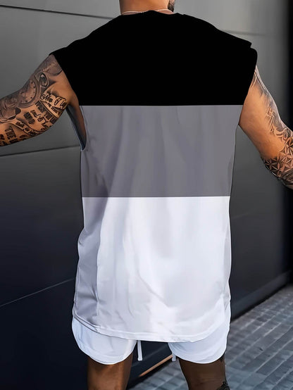 Men’s 3D Print Color Block Tank Top - Breathable Sleeveless Summer Shirt - Buy Center US