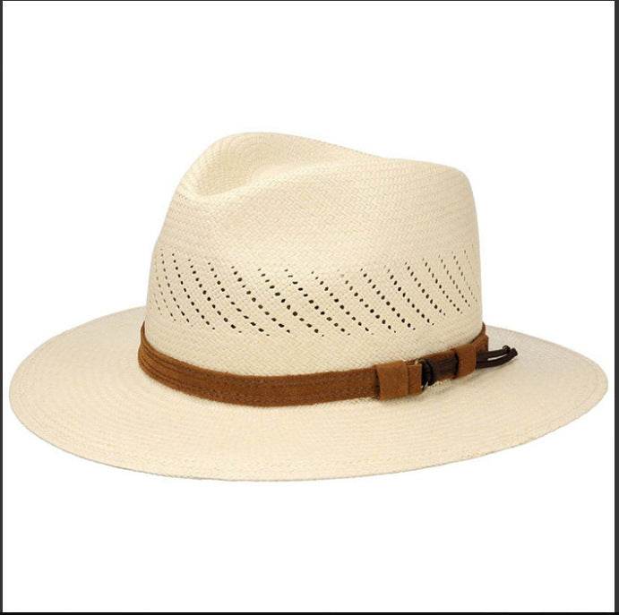 Buycenter Striped Bow Flat-brimmed Straw Top Hat - Adjustable Size - Buy Center US