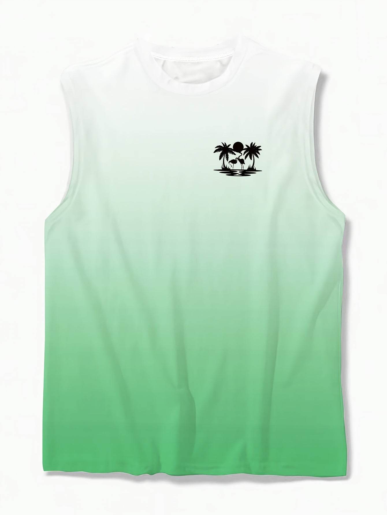 Men's 3D Palm Tree Graphic Tank Top - Breathable & Casual for Summer Fitness - Buy Center US