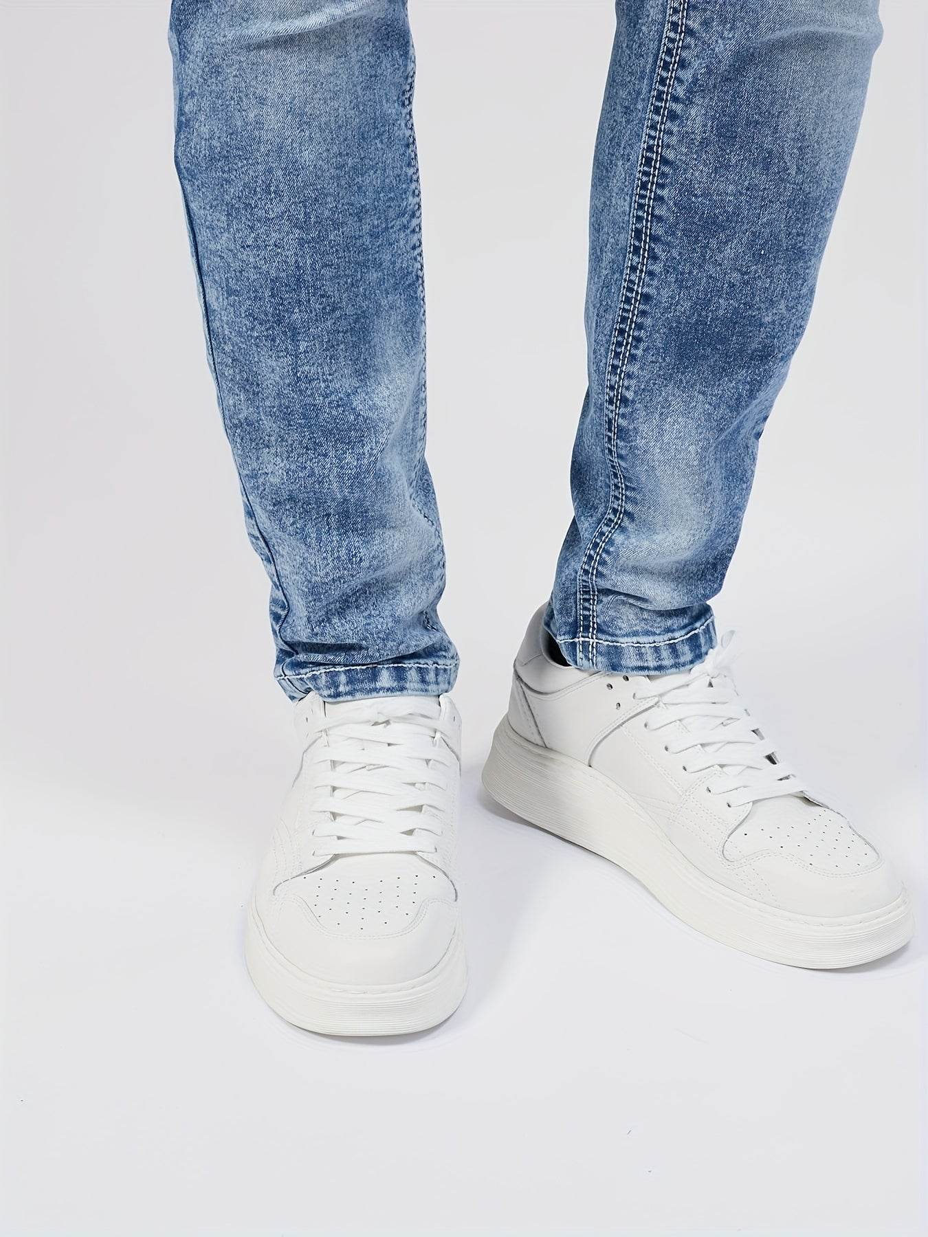 Trendy Solid Denim Pants for Men - Skinny Fit Casual Jeans - Buy Center US