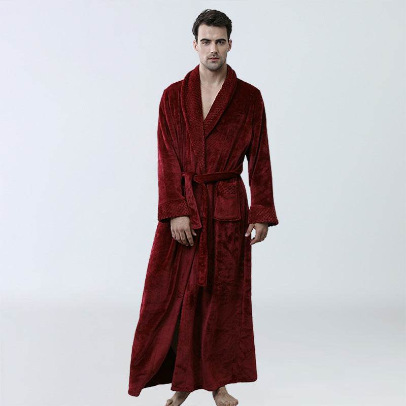 Buycenter Men's Winter Coral Fleece Nightgown - Cozy Thickened Pajamas - Buy Center US