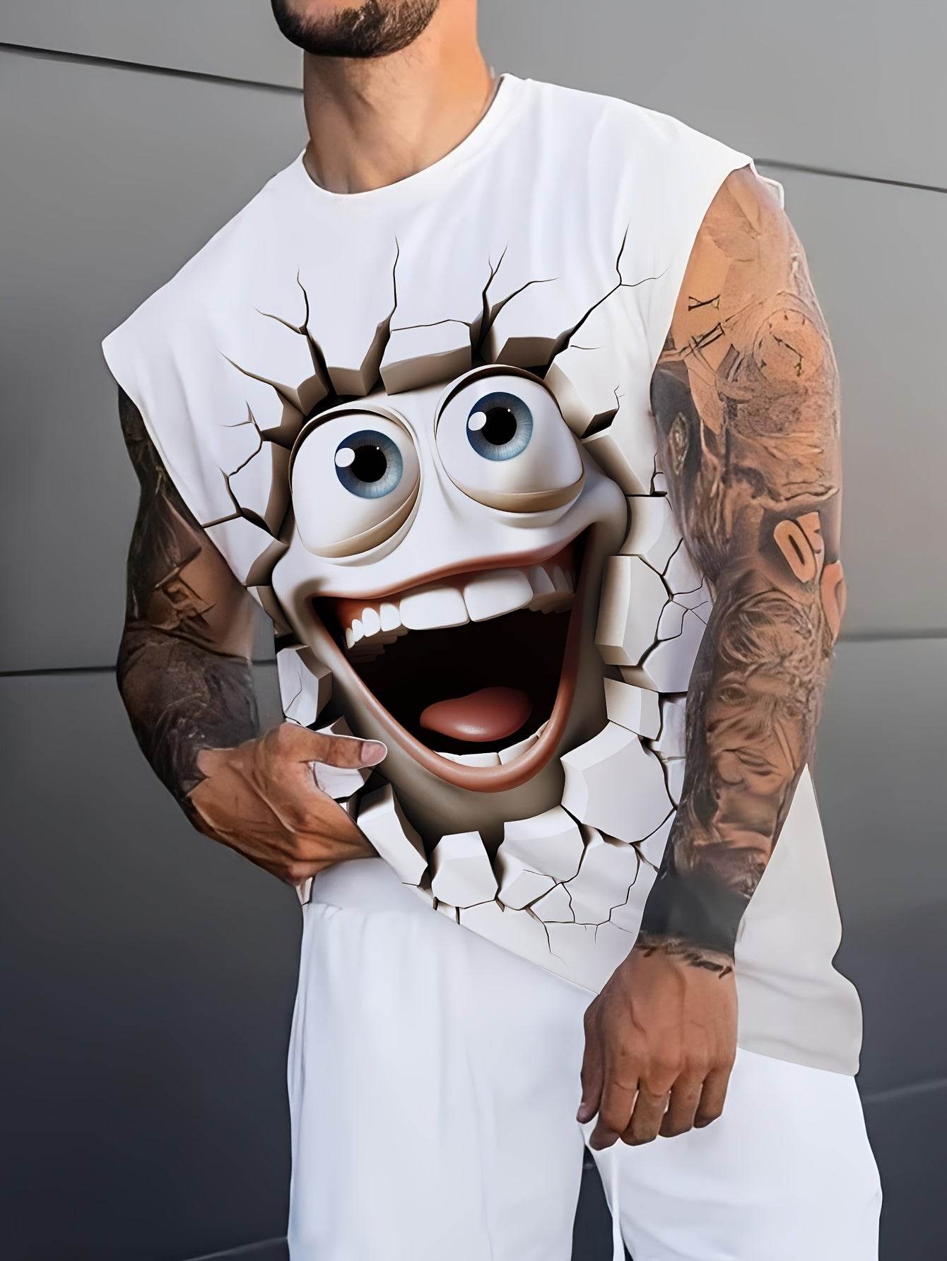 Men's Casual Sleeveless T-Shirt - 3D Printed Cartoon Design for Summer Fun - Buy Center US