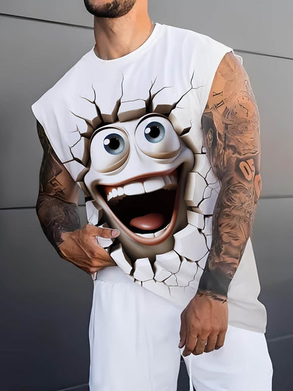 Men's Casual Sleeveless T-Shirt - 3D Printed Cartoon Design for Summer Fun - Buy Center US