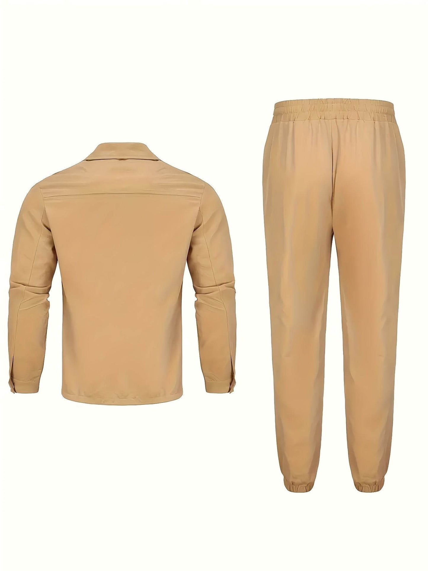 2025 Men's Workwear Set - Solid Long Sleeve, Multiple Pockets for Casual Wear - Buy Center US