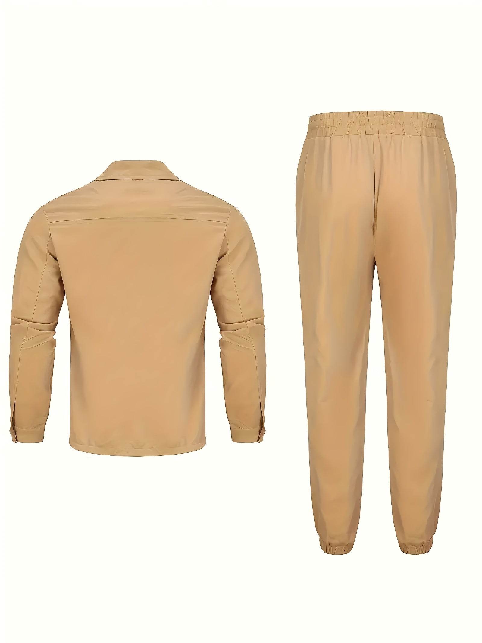 2025 Men's Workwear Set - Solid Long Sleeve, Multiple Pockets for Casual Wear - Buy Center US