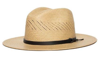 Buycenter Striped Bow Flat-brimmed Straw Top Hat - Adjustable Size - Buy Center US