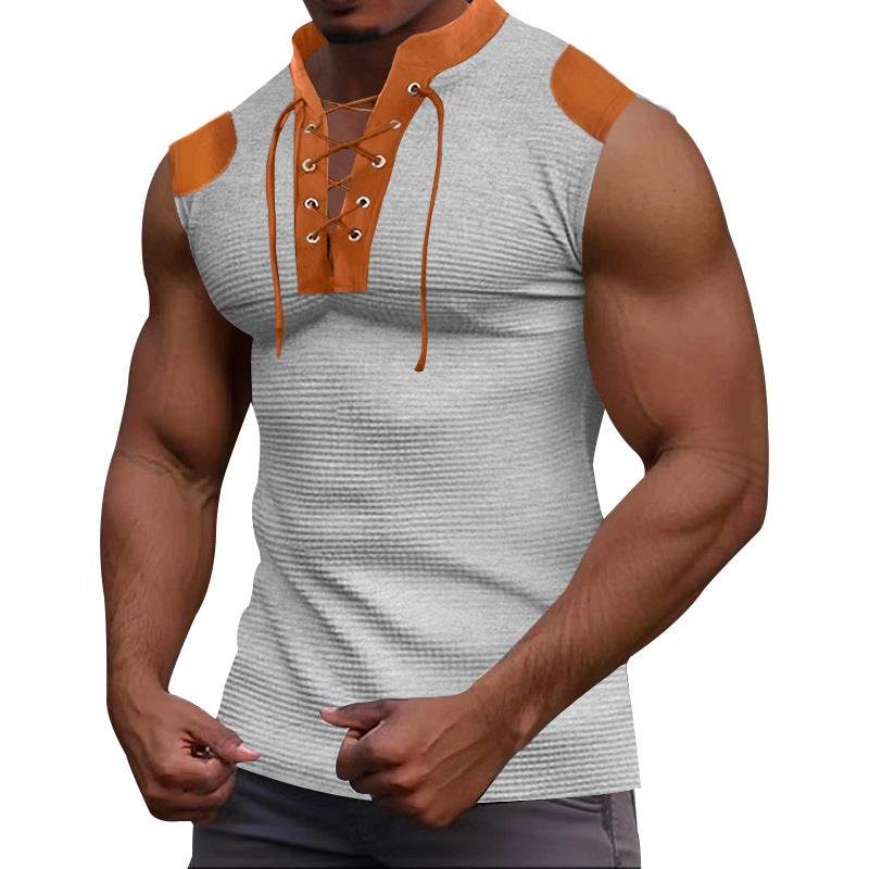 Casual Multicolor V-Neck Sleeveless T-Shirt - Summer Essential for Youth - Buy Center US