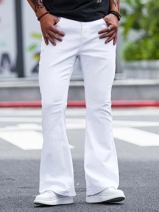 Men's Elastic Bell Bottom Pants - Classic Denim, Casual Slim Fit - Buy Center US