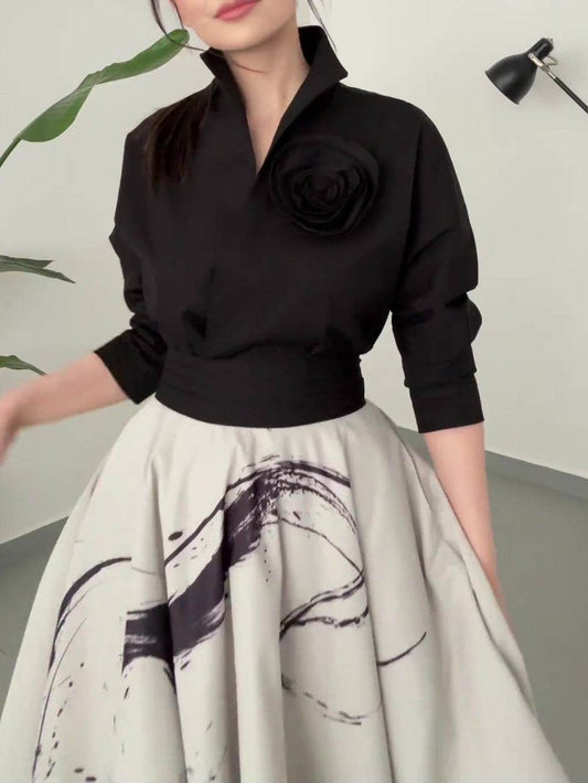 Elegant Vintage Three-Layer Tulle Skirt - Floral Print Maxi Skirt - Buy Center US