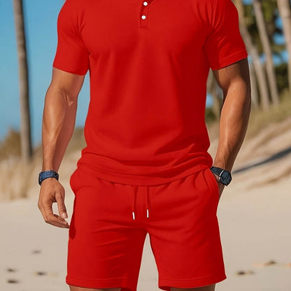 Men's Casual Two-Piece Set - Stylish Cardigan Top & Short Pants for Summer - Buy Center US
