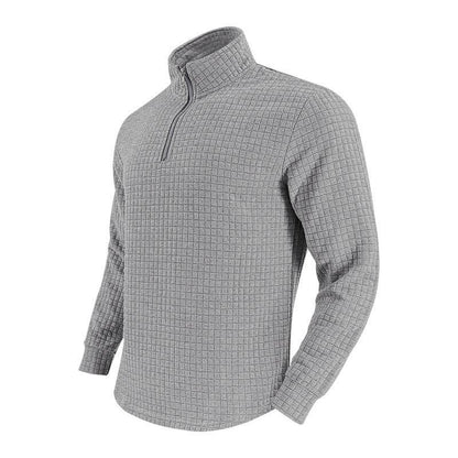 American Retro Men's Long Sleeve Sweater - Plaid Half-Zipper Design - Buy Center US