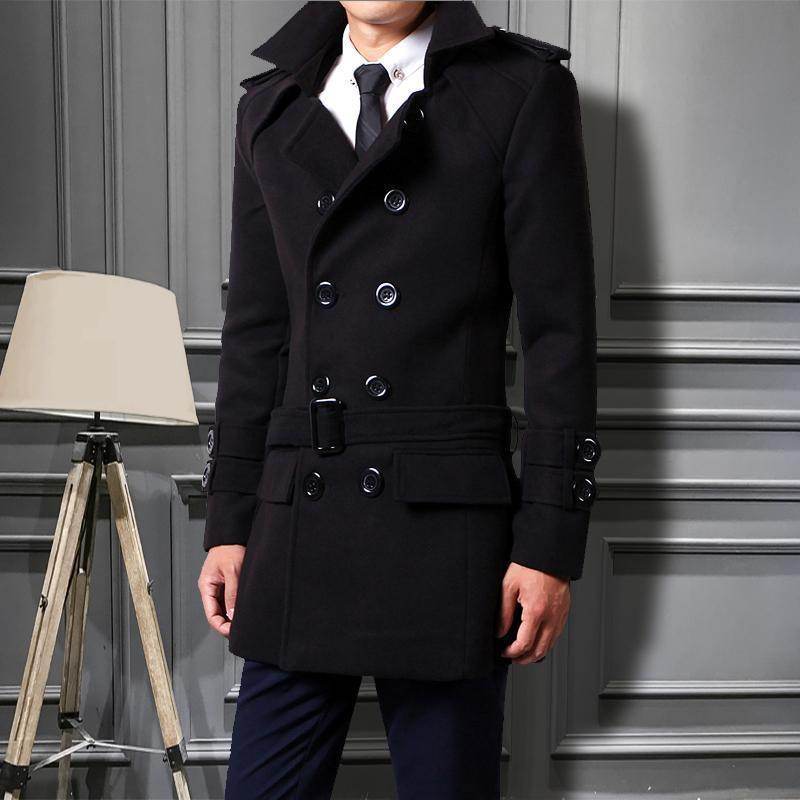 Buycenter Men's Slim Fit Duster Coat - Korean Fashion, Pocket Style - Buy Center US