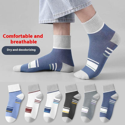 Buycenter Men's Mid-Calf Socks - Pure Color Casual Sports Style - Buy Center US