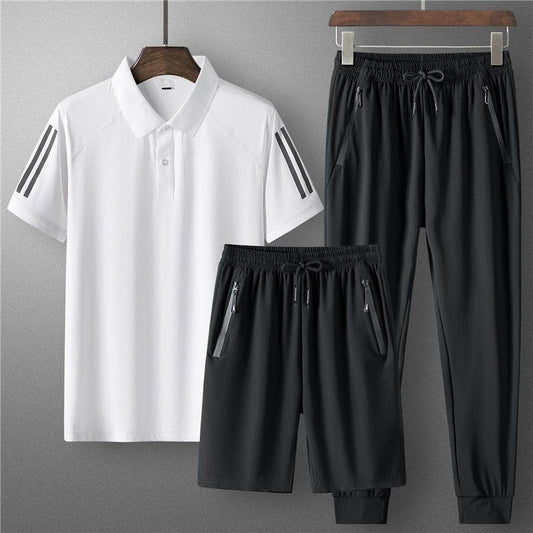 Buycenter Men's Summer Sports Suit - Ice Silk, Casual & Comfortable - Buy Center US