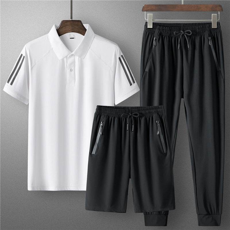 Buycenter Men's Summer Sports Suit - Ice Silk, Casual & Comfortable - Buy Center US