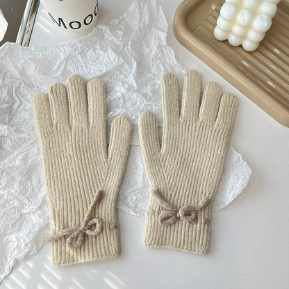 Cozy Autumn & Winter Bow Finger Gloves - Warm Acrylic, Cute Styles - Buy Center US