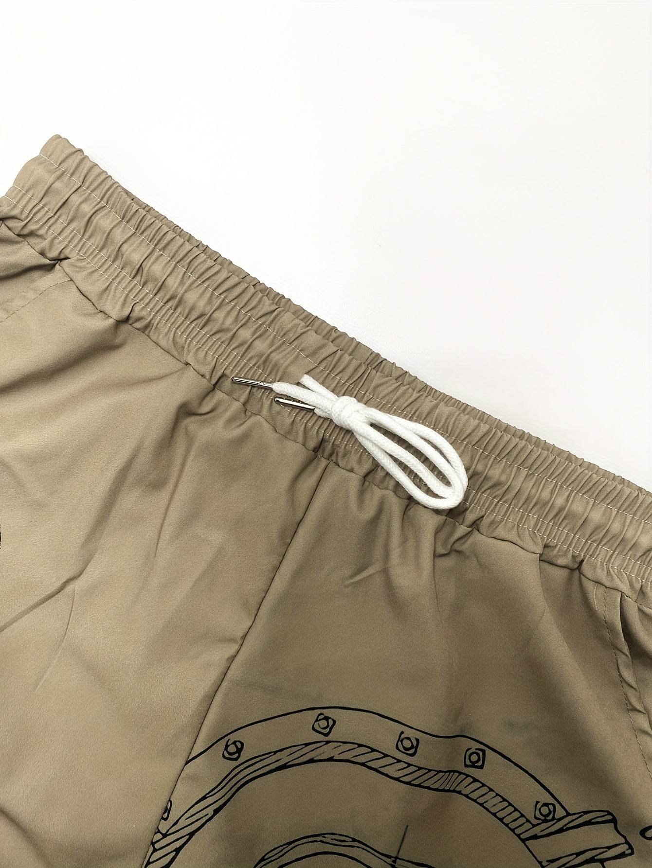 Men's Vintage Nautical Compass Casual Suit - Beige Polyester for All Seasons - Buy Center US