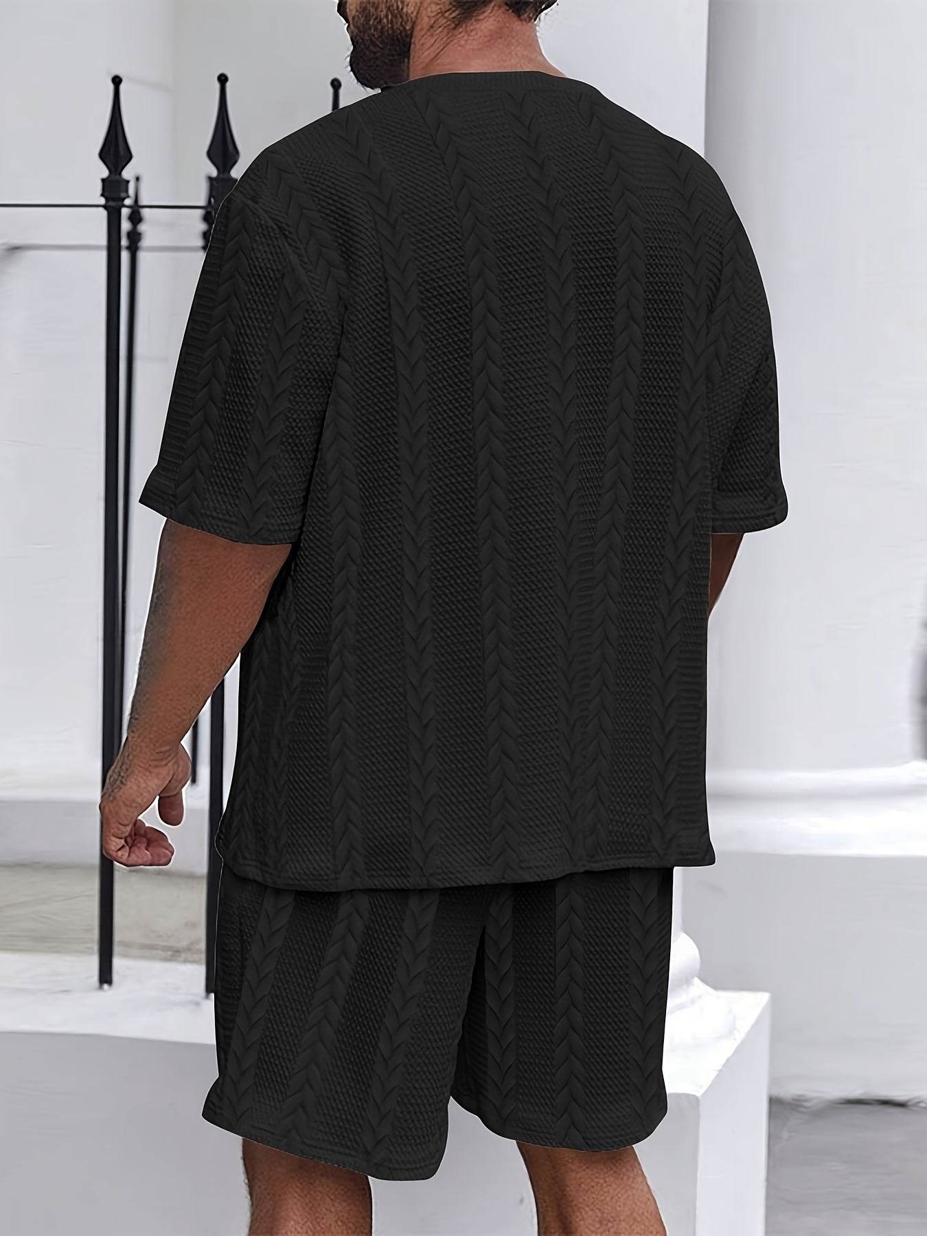 2025 Summer Braided Casual Sports Suit for Men - Polyester, Regular Fit - Buy Center US