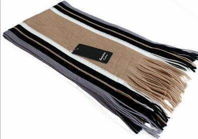 Buycenter Men's Striped Scarf - Korean Style, Medium Length, Warm - Buy Center US
