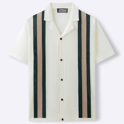 Men's Casual Cuban Collar Short Sleeve Knitted Cardigan - Summer Style - Buy Center US