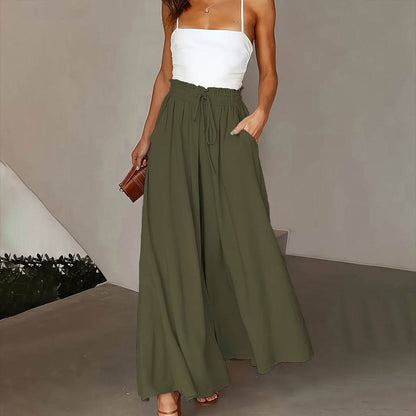 Stylish Plus Size Wide Leg Pants - Paper Bag Waist, Loose Fit Design - Buy Center US