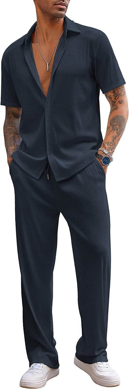 Buycenter Loose Short-Sleeved Trousers Leisure Suit - Multiple Colors Available - Buy Center US