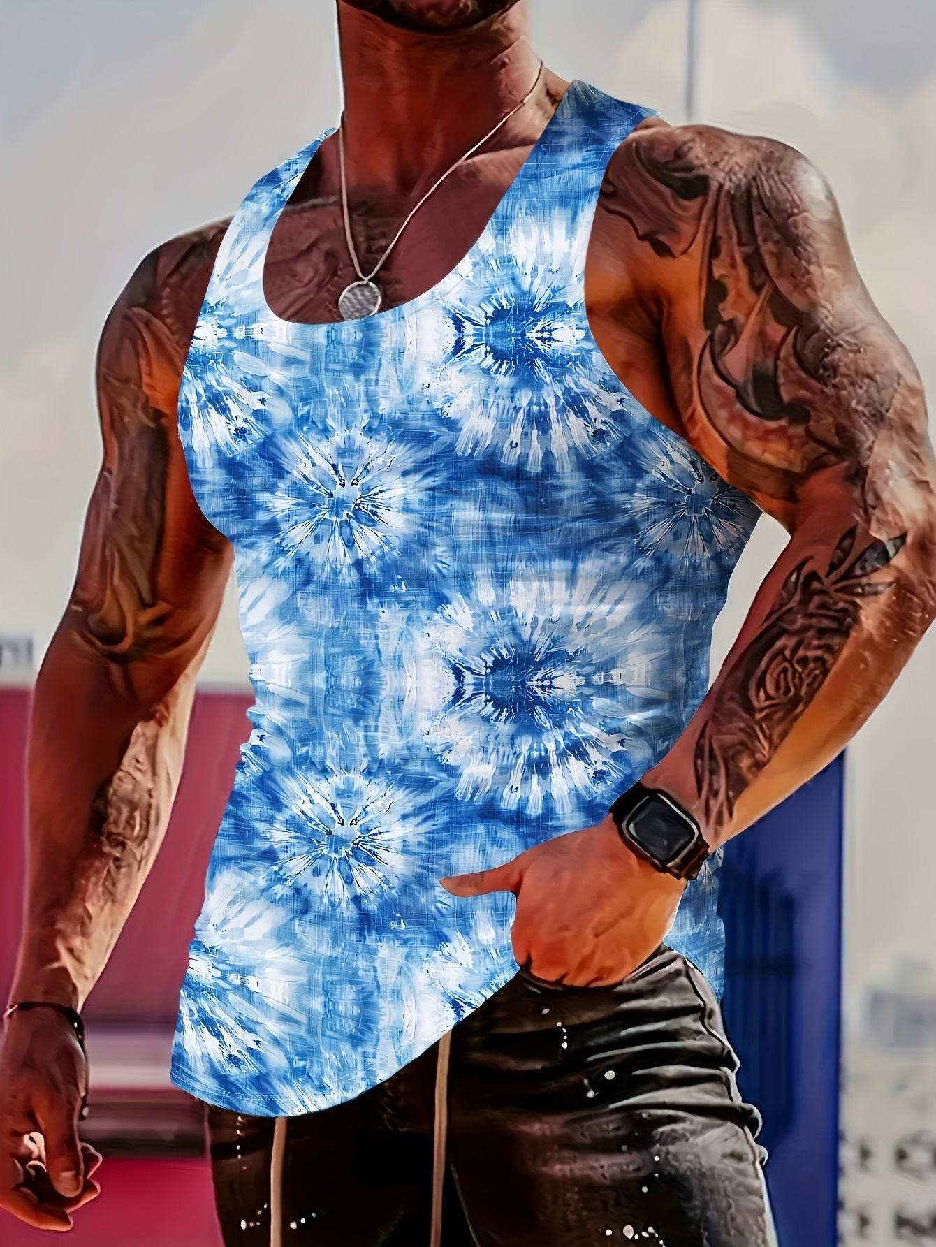 MBD Men's Stylish Lion Print Tank Top - Casual Sleeveless Summer Wear - Buy Center US