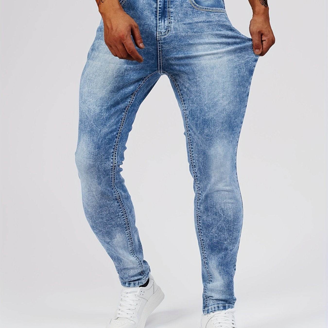 Trendy Solid Denim Pants for Men - Skinny Fit Casual Jeans - Buy Center US