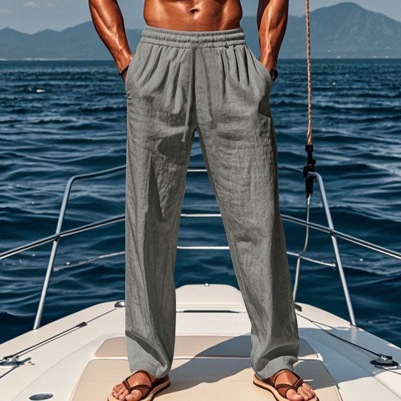Breathable Cotton-Linen Leisure Sports Trousers - Mid Waist, Multiple Colors - Buy Center US