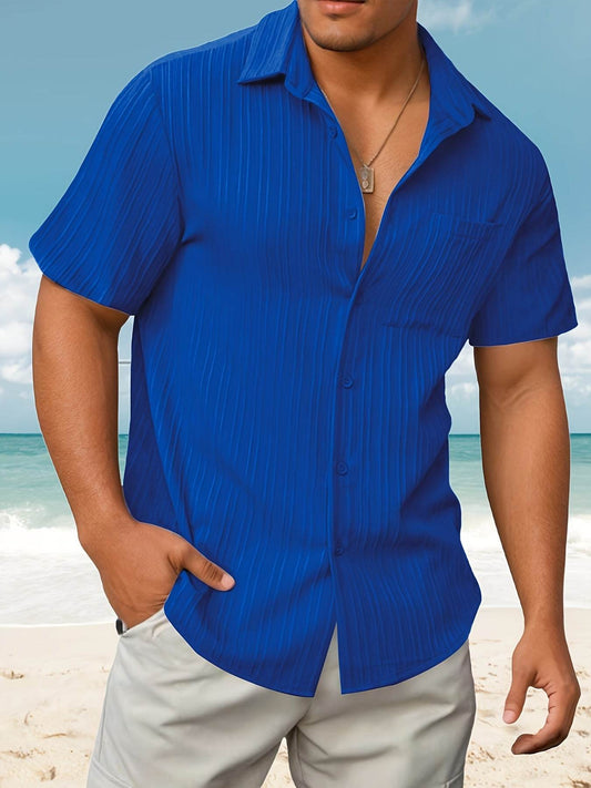 Men's Casual Striped Jacquard Shirt - Lightweight & Breathable for Summer - Buy Center US
