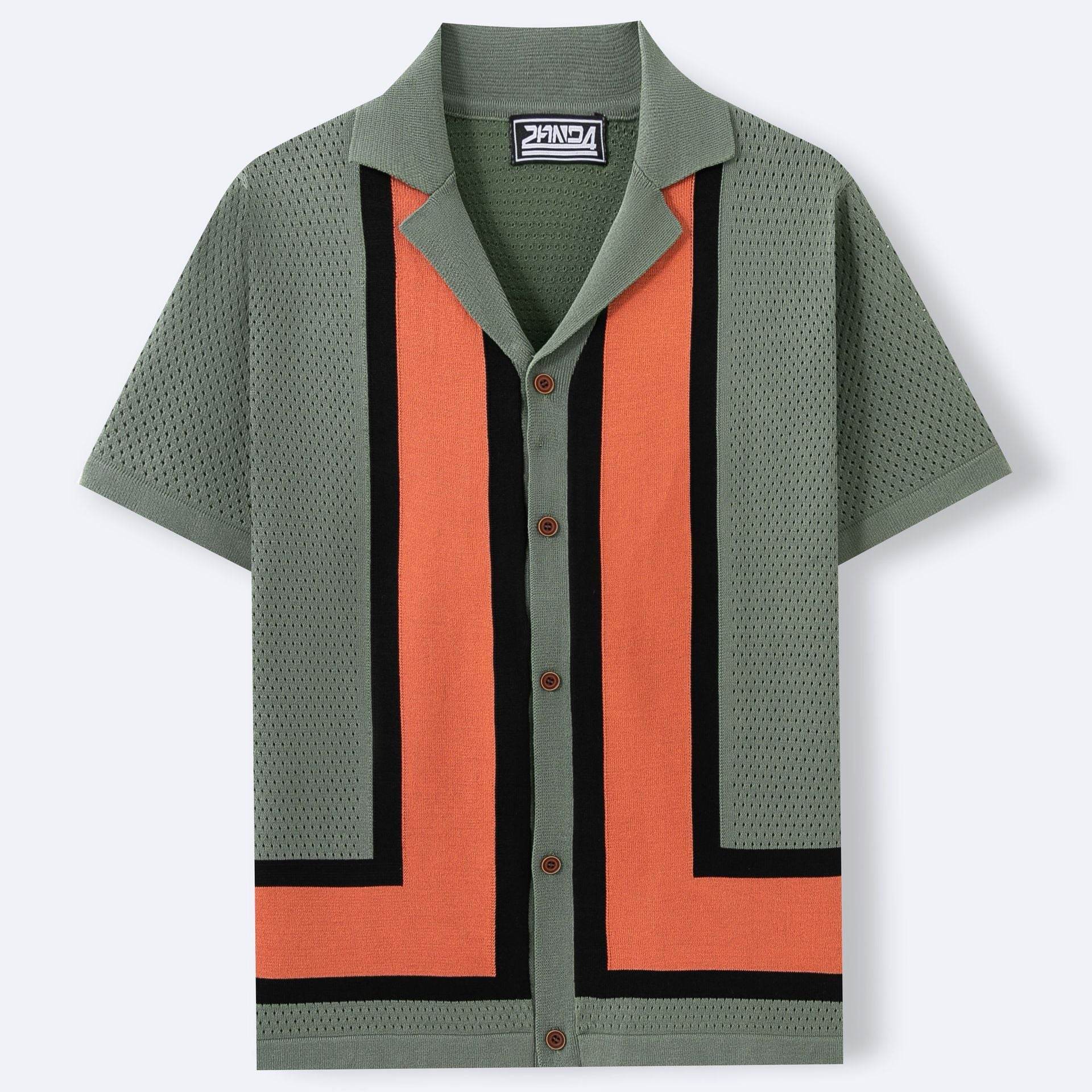 Men's Summer Striped Contrast Knitwear Top - Short Sleeve Tencel Style - Buy Center US