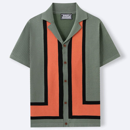 Men's Summer Striped Contrast Knitwear Top - Short Sleeve Tencel Style - Buy Center US