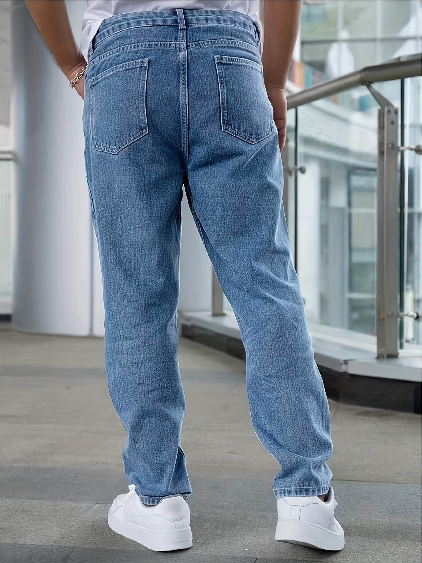 Men's Casual Stretch Denim Jeans - Light Blue, Relaxed Comfort Fit - Buy Center US
