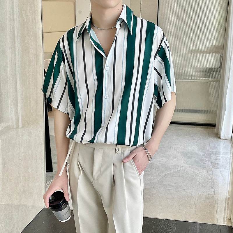 Casual Ruffian Handsome Top for Men - Loose Fit, Stylish Pointed Collar - Buy Center US