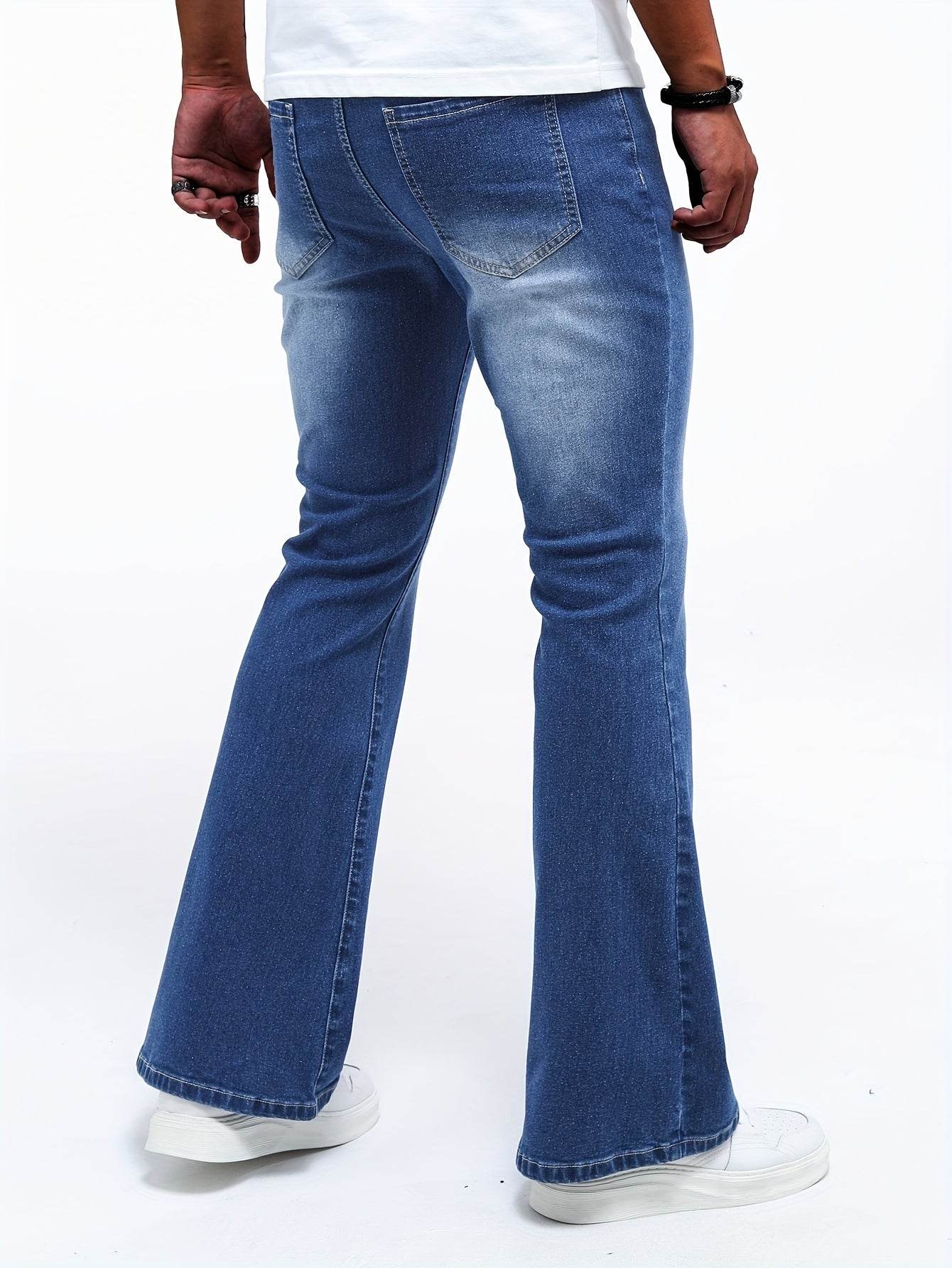 Men's Color Block Denim Pants - Casual Cotton Blend Jeans with Pockets - Buy Center US